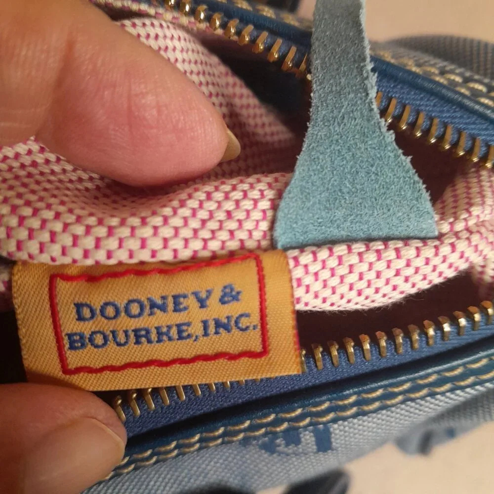 Dooney & Bourke Signature Canvas DB Monogram Small Barrel Shoulder Bag Blue - Picture 7 of 10